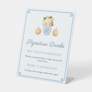 Signe De Table Chinoiserie Automne Fleurs Citrouilles Signature B