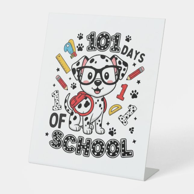 Signe De Table Chiot Dalmatien 101 jours d'école (Recto)