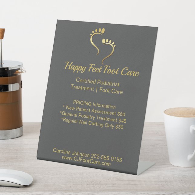 Signe De Table Chiropodiste podiatre Pedicure Foot Care Business (In SItu)