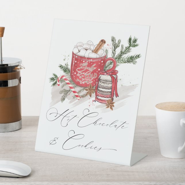 Signe De Table Chocolat chaud et biscuits Baby shower d'hiver (In SItu)
