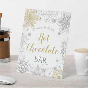Signe De Table Chocolat chaud Hiver Wonderland Argent Or