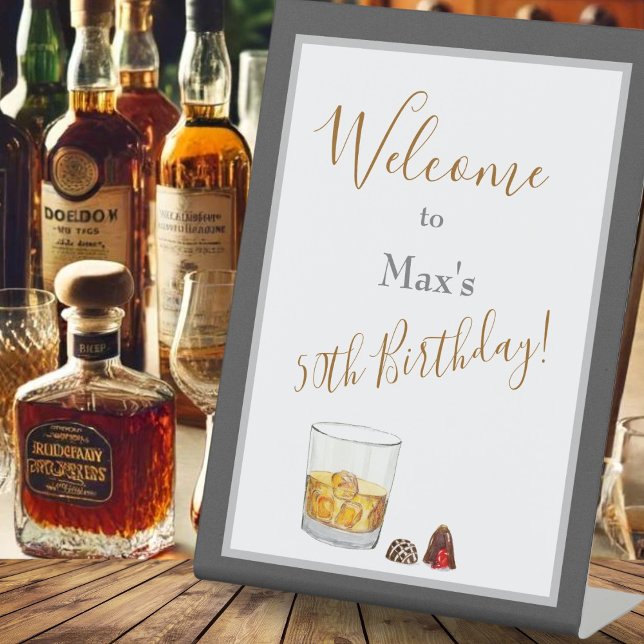 Signe De Table Chocolats Truffes Aquarelle Whisky Anniversaire   (Créateur téléchargé)