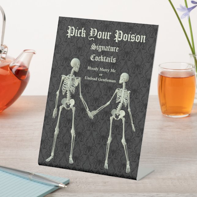 Signe De Table Choisissez votre poison Elegant Skeletons Drink Me (In SItu)