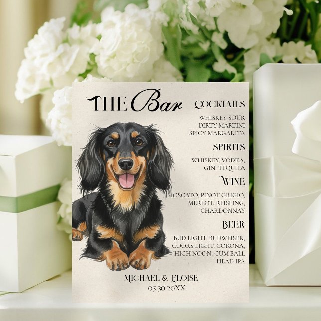Signe De Table CHOOSE YOUR OWN Dog Wedding or Event Bar Menu (Remind guests of the furry friends that inspired your wedding's signature drinks with this bar sign!)