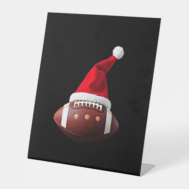 Signe De Table Christmas American Football Ball Santa Hat (3) (Recto)