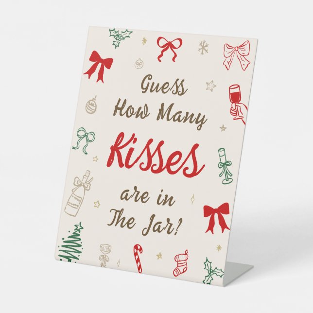 Signe De Table Christmas Bridal Shower Guess How Many Kisses (Recto)