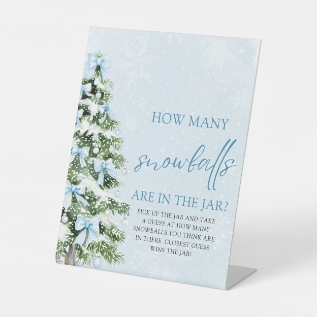 Signe De Table Christmas Guess How Many Snowballs Baby Shower  (Recto)