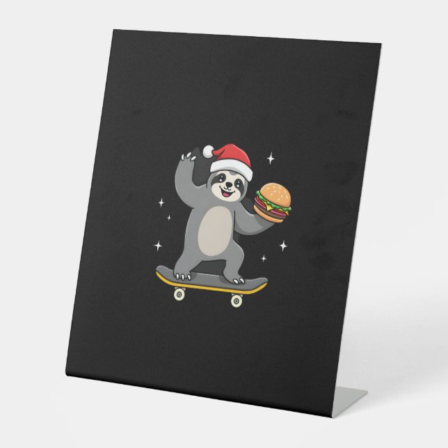 Signe De Table CHRISTMAS SLOTH Funny Christmas Skateboard Sloth ( (Recto)