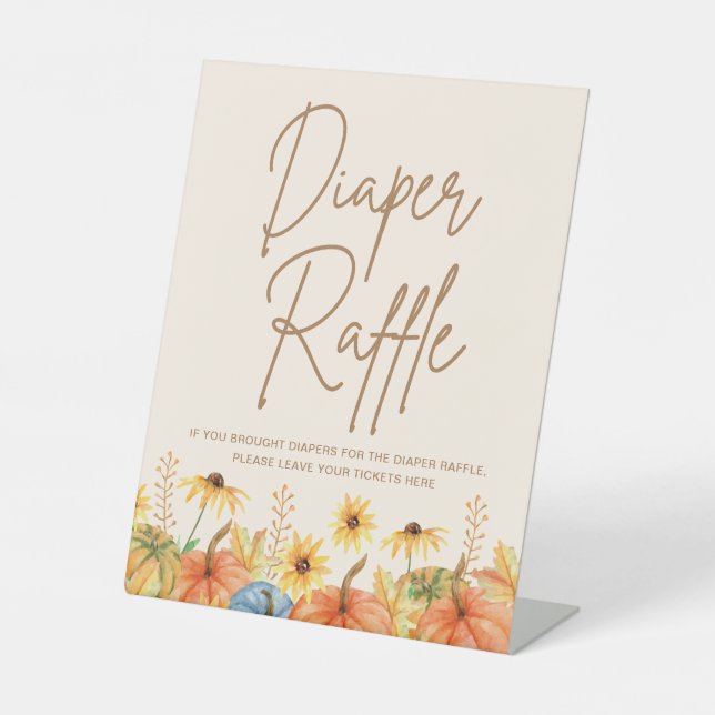Signe De Table Chute Citrouille Baby shower Déchets Raffle (Recto)
