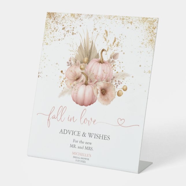 Signe De Table Chute en Amour Fête des mariées Conseils Citrouill (Recto)