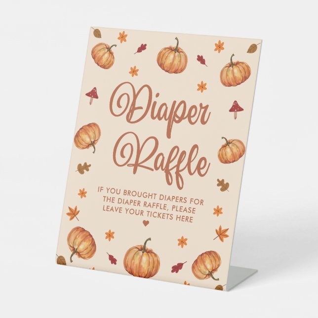 Signe De Table Chute Petit Baby shower Citrouille Déchets Raffle (Recto)