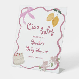 Signe De Table Ciao Baby Girl Baby shower Affiche de bienvenue