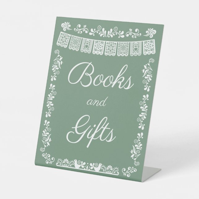 Signe De Table Cielito Lindo Baby Shower Books and Gifts Sign (Recto)