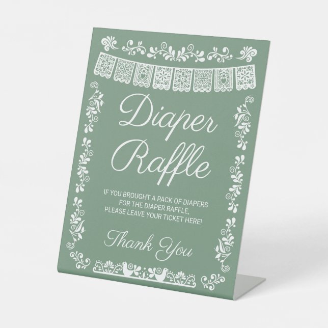 Signe De Table Cielito Lindo Baby Shower Diaper Raffle Sign (Recto)