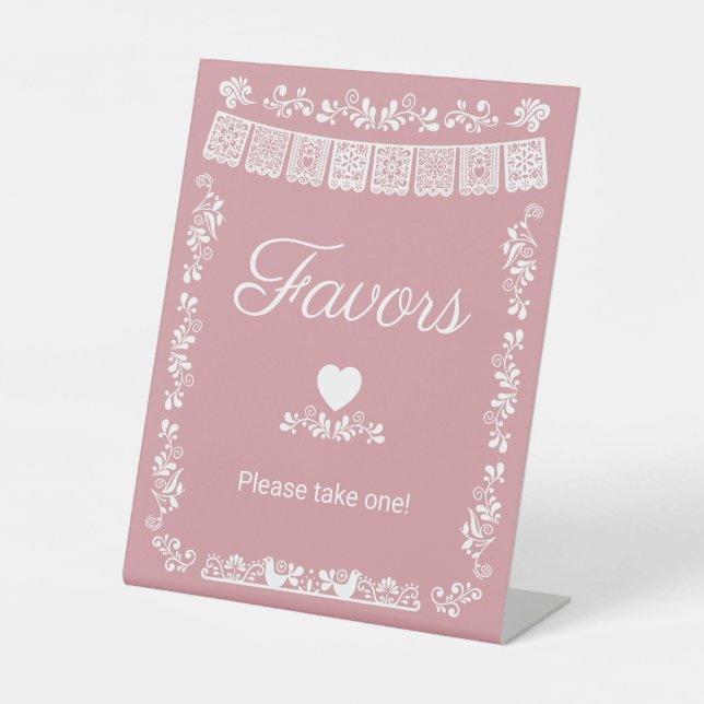 Signe De Table Cielito Lindo Baby Shower Favors Blush Pink (Recto)
