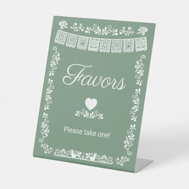 Signe De Table Cielito Lindo Baby Shower Favors Sage Green (Recto)