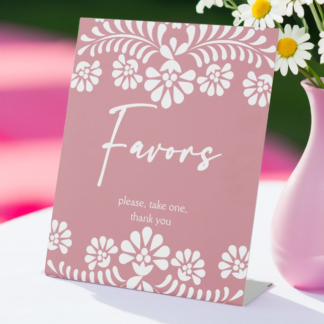 Signe De Table Cielito lindo baby shower rose poussiéreux faveurs (Cielito lindo dusty pink Mexican fiesta baby shower personalized favors table pedestal sign)