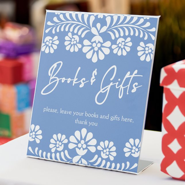 Signe De Table Cielito lindo table cadeaux de baby shower bleu po (Cielito lindo dusty blue baby shower personalized gifts table pedestal sign custom table signs)