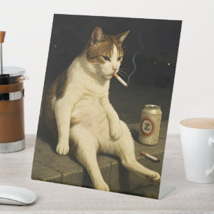 Signe De Table Cigarette Kitten Drôle Fumer Chat Gen Z Mème