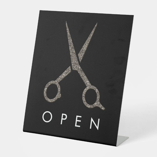 Signe De Table ciseaux modernes OPEN - Coiffeur (Recto)