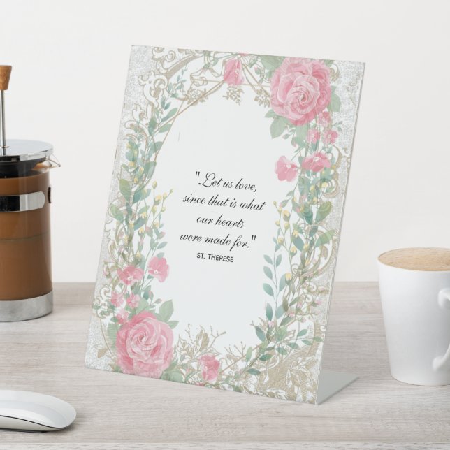 Signe De Table Citation de Sainte Thérèse Roses Roses Mariage Flo (In SItu)