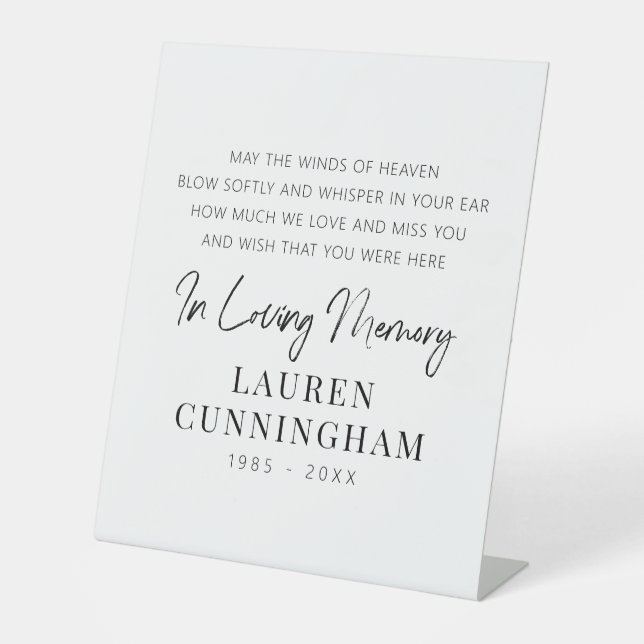Signe De Table Citation Memorial Moderne Élégant Simple Chic (Recto)