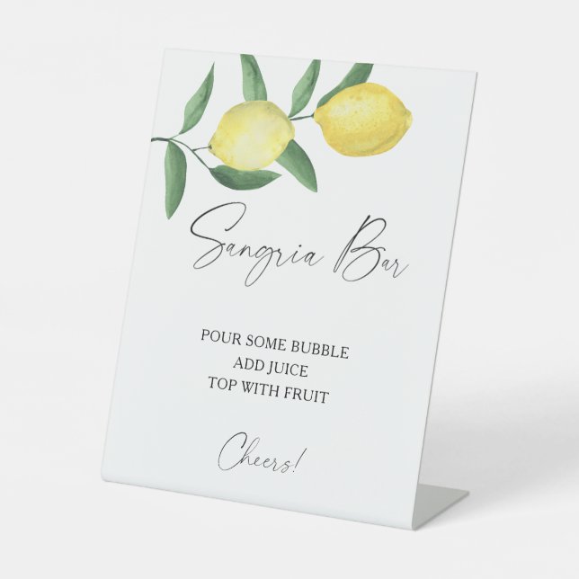 Signe De Table Citron d'agrumes à l'aquarelle - bar à sangria (Recto)