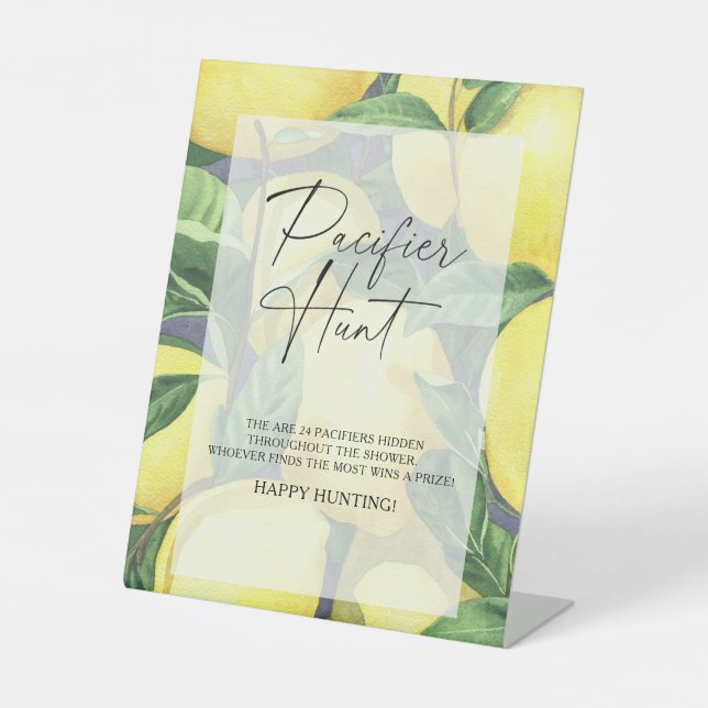 Signe De Table Citrons - chasse à la suce jeu de baby shower (Recto)