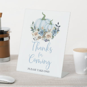 Signe De Table Citrouille Automne Bleu Douche garçon Merci pour v