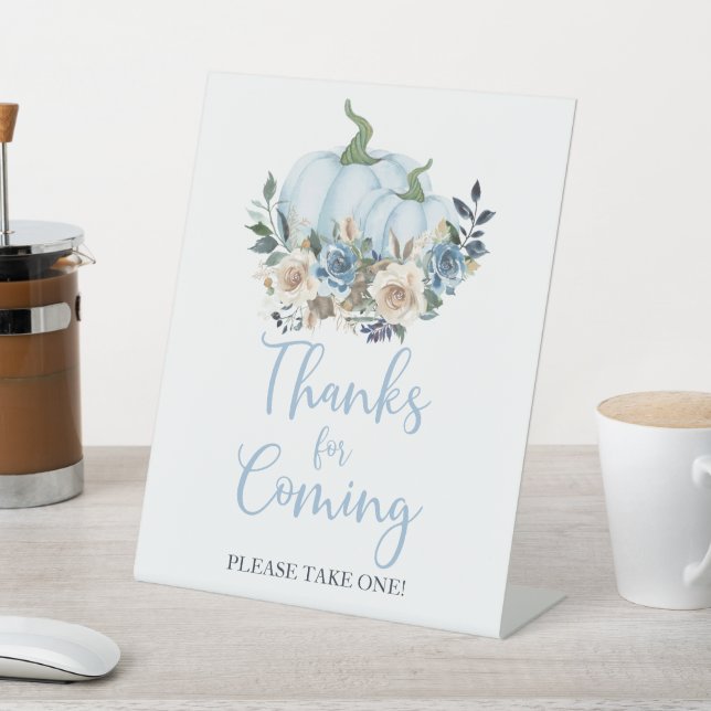 Signe De Table Citrouille Automne Bleu Douche garçon Merci pour v (In SItu)