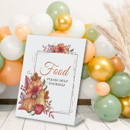 Signe De Table Citrouille Automne Floral Baby shower Nourriture