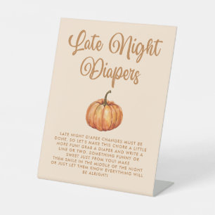 Signe De Table Citrouille d'automne Baby shower tard de nuit Diap