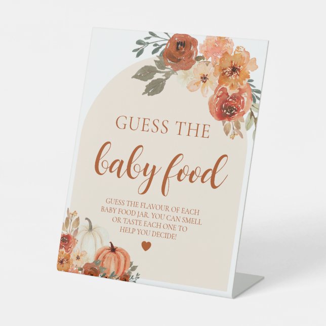 Signe De Table Citrouille d'automne devine le Baby shower aliment (Recto)
