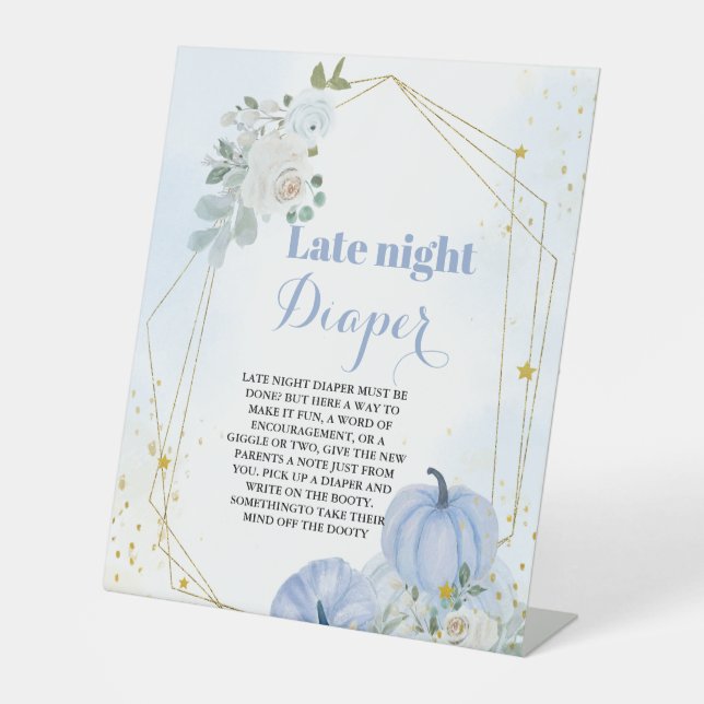 Signe De Table Citrouille d'automne tard la nuit baby shower sign (Recto)