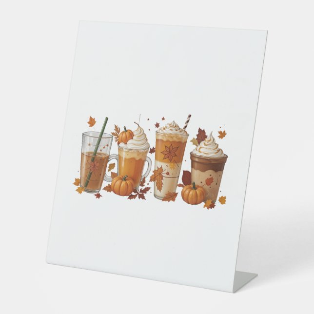 Signe De Table Citrouille de café d'automne (Recto)