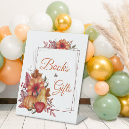 Signe De Table Citrouille Fall Floral Baby shower Livres & Cadeau