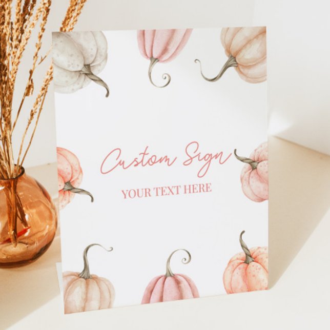Signe De Table Citrouille rose Automne Automne Fête personnalisée (Créateur téléchargé)