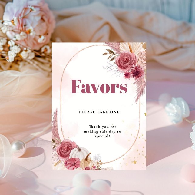 Signe De Table Citrouille rose automne Fille Baby shower Faveurs  (Créateur téléchargé)