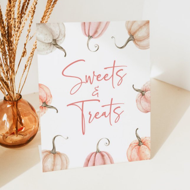 Signe De Table Citrouille rose blanc Chute sucreries et friandise (Créateur téléchargé)