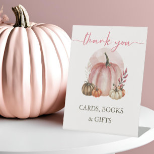 Signe De Table Citrouille rose sucré Baby Girl Douche Carte de ré