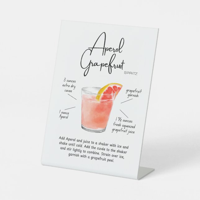 Signe De Table Citrus Aperol Spritz au Pamplemousse Cocktail (Recto)