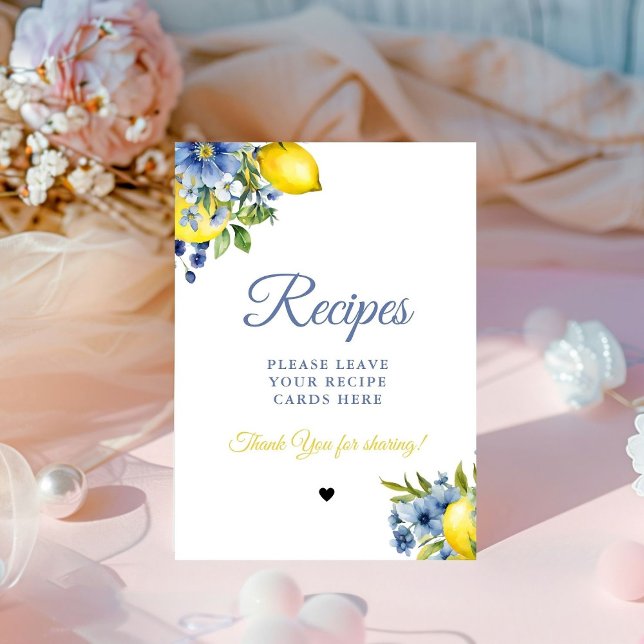 Signe De Table Citrus bleu Laissez vos recettes Douche nuptiale (Créateur téléchargé)