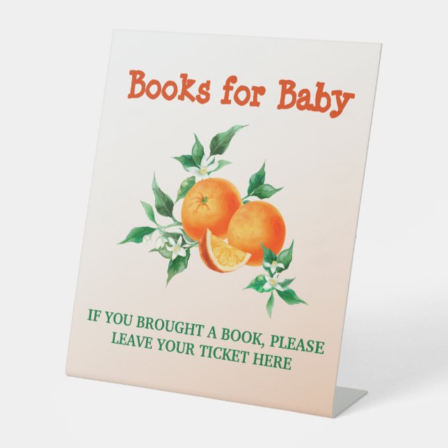 Signe De Table Citrus Little Cutie Orange Baby shower Livre Jeu (Recto)