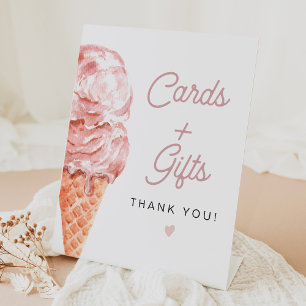 Signe De Table CLARA Carte de crème glacée rétro + Symbole cadeau