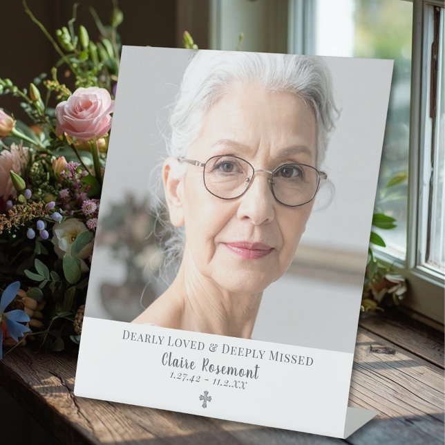 Signe De Table Classic Simple Photo Funeral Table Sign (Classic Simple Photo Funeral Table Sign
)