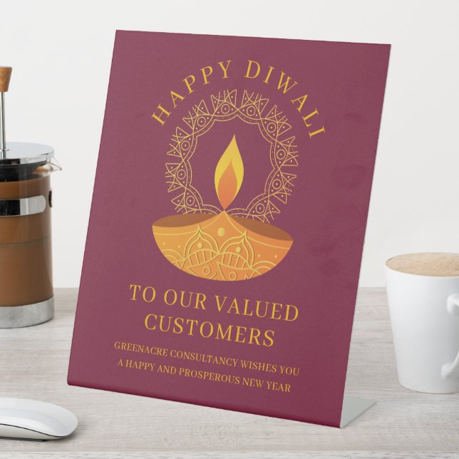 Signe De Table Client Diwali heureux pour les affaires (In SItu)