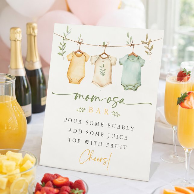 Signe De Table Clothesline Bodysuit Mom-osa Bar Baby Shower (Clothesline Bodysuit Mom-osa Bar Baby Shower Pedestal Sign)