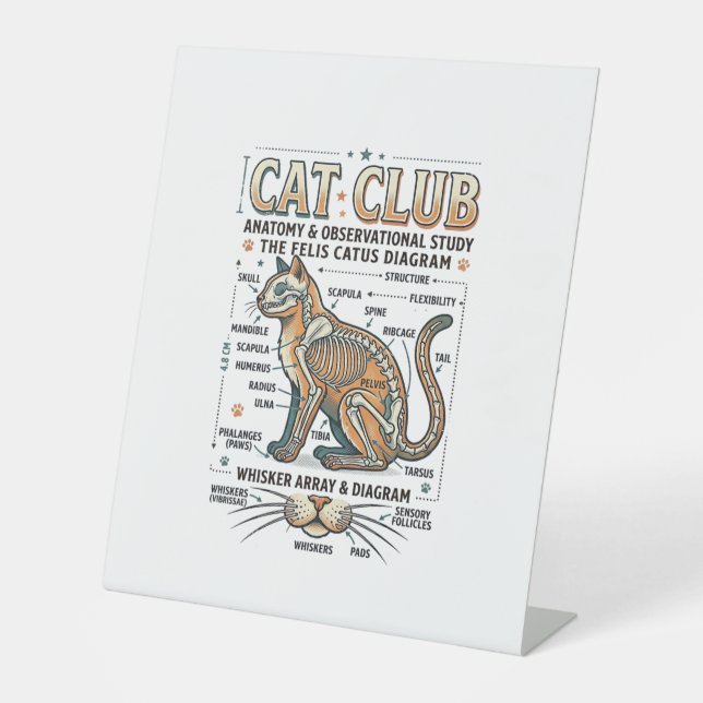 Signe De Table Club Chat Anatomie du Chat Diagramme Scientifique  (Recto)