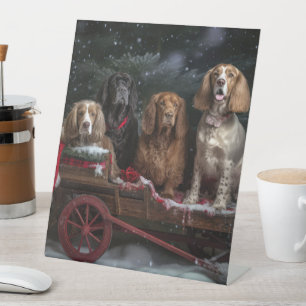 Signe De Table Cocker Spaniel Traîneau enneigé Décor de Noël 