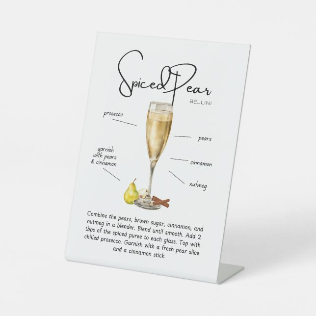 Signe De Table Cocktail Bellini à la Poire Épicée (Recto)